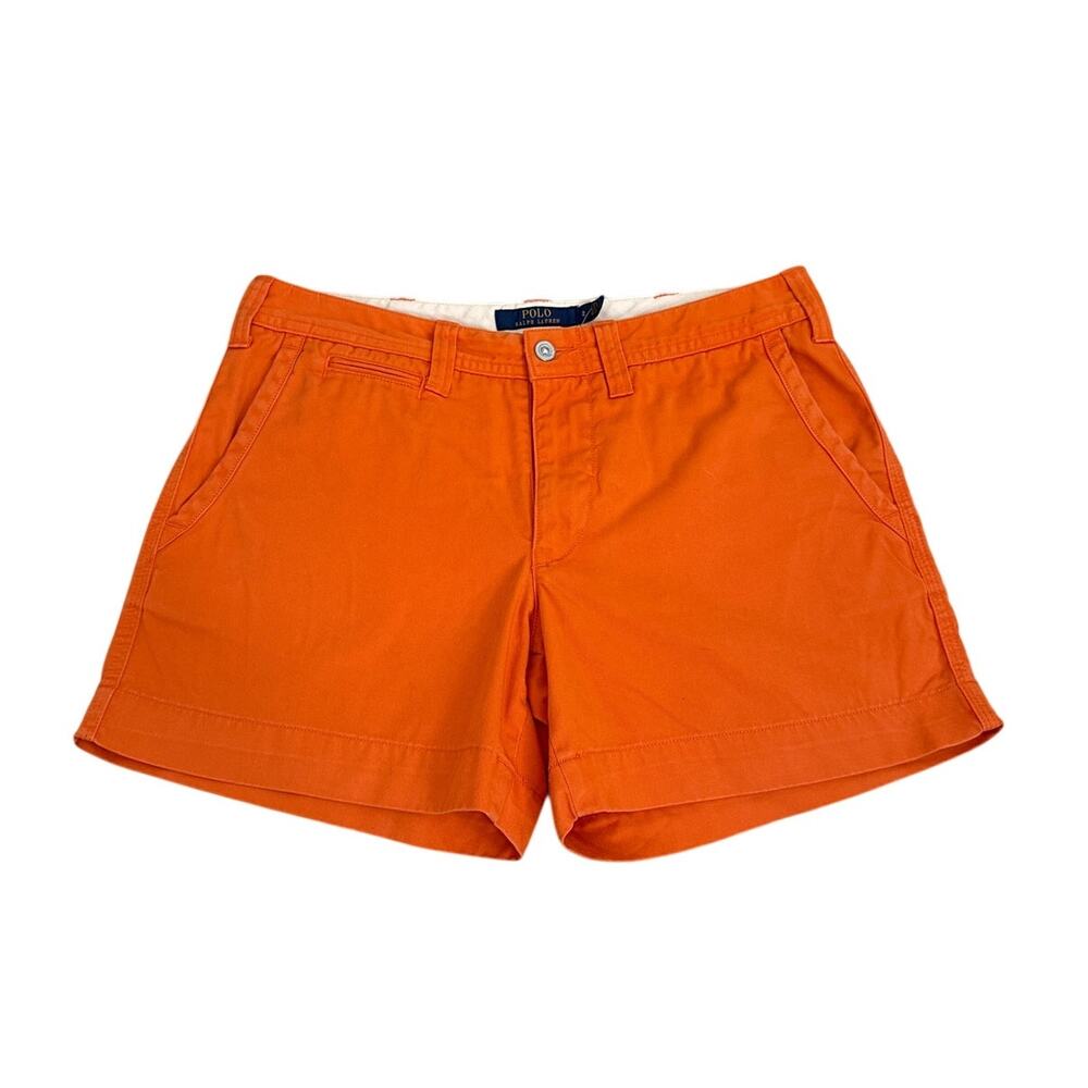 Polo Ralph Lauren Orange Preppy Casual Pony Logo Chino Shorts Size 2